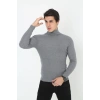 Erkek Fitilli Kaşkorse Kumaş Boğazlı Full Likralı Slimfit Body - Füme