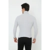 Erkek Fitilli Kaşkorse Kumaş Boğazlı Full Likralı Slimfit Body - Gri