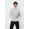 Erkek Fitilli Kaşkorse Kumaş Boğazlı Full Likralı Slimfit Body - Gri