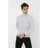 Erkek Fitilli Kaşkorse Kumaş Boğazlı Full Likralı Slimfit Body - Gri