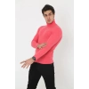 Erkek Fitilli Kaşkorse Kumaş Boğazlı Full Likralı Slimfit Body - Pembe