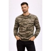 Erkek Kamuflaj Desenli 2 İplik 4 Mevsim Uzun Kollu Bisiklet Yaka Sweatshirt - Kamuflaj