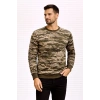 Erkek Kamuflaj Desenli 2 İplik 4 Mevsim Uzun Kollu Bisiklet Yaka Sweatshirt - Kamuflaj