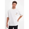 Erkek Melek Baskılı Oversize Tshirt