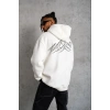 Erkek Nihilist Penguen Baskılı 3 İplik Pamuklu Kapüşonlu Sweatshirt Hoodie Beyaz