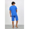 Erkek Pamuk Lakost Alt Üst Kaprili Pijama Takım Saks