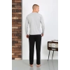 Erkek Penye Uzun Kol Pijama Takımı GRİ