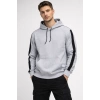Erkek Şeritli Kapüşonlu Oversize Sweatshirt 3 iplik Pamuklu hoodie - Beyaz
