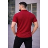 Erkek Waffle Kumaş Kısa Kollu Düğmeli Açık Yaka Regular Fit Gömlek - Kırmızı