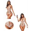 Fantezi Beyaz Dantelli Zincirli Seksi Babydoll
