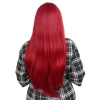 Fiber Sentetik Uzun Düz Kahküllü Peruk - Kızıl