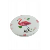 Flamingo Desenli Yuvarlak El Aynası