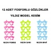 Fosforlu Yıldız Model Glow Parti Gözlüğü Karanlıkta Yanan Gözlükler 12 Adet (4887)
