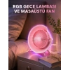 Gece Lambalı Renk Değiştiren Masaüstü Fan