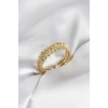Gold Renk Başak Model Zirkon Taşlı Kadın Yüzük - TJ-BYK4024