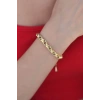 Gold Renk Çelik Zincir Kadın Bileklik - TJ-BB4429