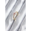 Gold Renk Zirkon Taşlı Pembe Kristal Kalp Model Kadın Yüzük - TJ-BYK2852