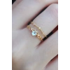 Gold Renk Zirkon Taşlı Taç Model Kadın Yüzük - TJ-BYK2665