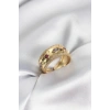 Gold Renk Zirkon Taşlı Vintage Kadın Yüzük - TJ-BYK3959