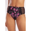 Golshan Gardenia Control Slip, Kadın Dantelli Çiçek Baskılı Siyah Yüksek Bel Külot