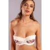 Golshan Gitana  Half Push Up Bra,Çiçekli Ekru Straplez Konforlu ve Şık Sütyen