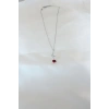 Gümüş Kaplama Kırmızı Gül Figürlü Kadın Kolye - TJ-BKO6441