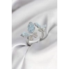 Gümüş Renk Mavi Kelebek Model Zirkon Taşlı Kadın Yüzük - TJ-BYK3945