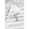 Gümüş Renk Pirinç 6 Çiftli Kadın Küpe Seti - TJ-BKP11331