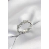 Gümüş Renk Sıralı Çiçek Model Zirkon Taşlı Kadın Yüzük - TJ-BYK4108