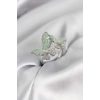 Gümüş Renk Su Yeşili Kelebek Model Zirkon Taşlı Kadın Yüzük - TJ-BYK3947