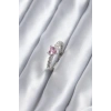 Gümüş Renk Zirkon Taşlı Pembe Kristal Kalp Model Kadın Yüzük - TJ-BYK2851