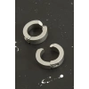 Gümüş Renkli Kıstırmalı Erkek Çelik Küpe 1,5 cm
