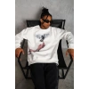 Güvercin Baskılı Sweatshirt - Beyaz -