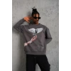 Güvercin Baskılı Sweatshirt - Gri