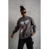 Güvercin Baskılı Sweatshirt - Gri