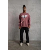 Güvercin Baskılı Sweatshirt - Gül Kurusu