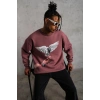 Güvercin Baskılı Sweatshirt - Gül Kurusu