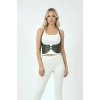 Haki Renk Kalın Kadın Kemeri, Deri Kemer Harness - Brf605