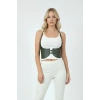 Haki Renk Kalın Kadın Kemeri, Deri Kemer Harness - Brf605