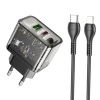 Hoco N34 Pd20w Usb+type-c + İphone Lightning Kablo Hızlı Şarj Adaptör Seti