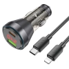 Hoco Nz12b Unimpeded Pd48w Usb + Type-c Araç Çakmaklı Hızlı Şarj Aleti + Type-c To İphone Kablo