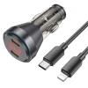 Hoco Nz12c Graceful Pd60w 2 Type-c Girişli Araç Çakmaklı Hızlı Şarj Aleti + Type-c To İphone Kablo