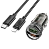 Hoco Z53a Vision Pd30w Type-c + Usb Qc3.0 Girişli Araç Çakmaklık Hızlı Şarj Aleti + Type-c To İphone