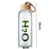 Hsnet Cam Matara - 800 Ml Bambu Kapaklı Borosilikat Cam Matara - Ofis Matarası