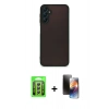 MARSİLYAN™- Galaxy A25 5G Kılıf Ahenk Çizgi Serisi - Siyah 3D Antistatik Mat Seramik Nano Ekran Koruyucu + Raze Metal Kamera Lens - GS