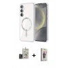 MARSİLYAN™- Galaxy S24 Kılıf Nova Işık Özel Seri - Siyah Bilvis 3D Cam Ekran Koruyucu + Bilvis Titan Kamera Lens - GD