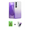ieg™ Galaxy S25 Plus Kılıf Eksen Minimal Özel Seri - Şeffaf Pasifik Cam Ekran Koruyucu + Lacivert-Mavi Raze Metal Kamera Lens