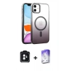 ieg™ iPhone 11 Kılıf Ahenk Doku Özel Seri - Siyah Bilvis 5in1 3D Magic Cam Ekran Koruyucu + Yeşil PVD Metal Kamera Lens