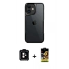 ieg™ iPhone 11 Kılıf Akış Çizgi Koleksiyonu - Siyah Buffer Cam Ekran Koruyucu + Turuncu PVD Metal Kamera Lens