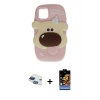 ieg™ iPhone 11 Kılıf Akış Yansıma - Siyah Buffer Hayalet Cam Ekran Koruyucu + Lacivert Pers Alüminyum Kamera Lens
